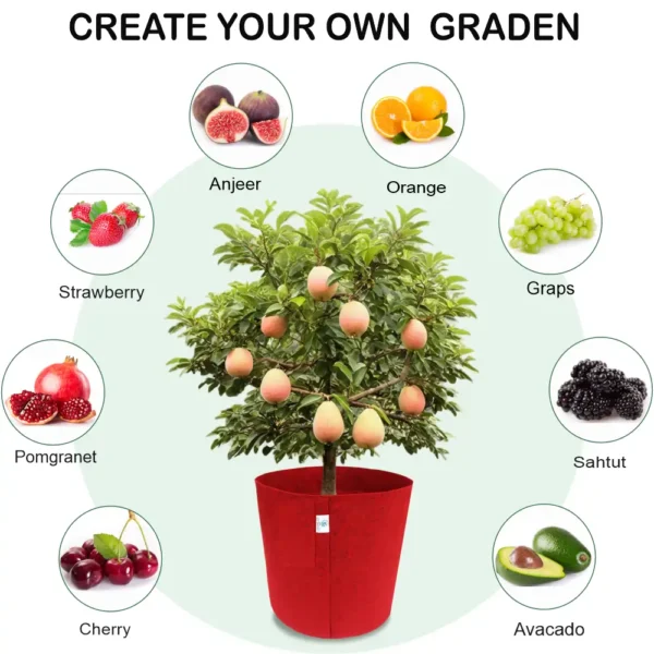 15x15 Inch Red Geo Fabric Grow Bag – 450 GSM, Breathable & UV Treated - Image 5