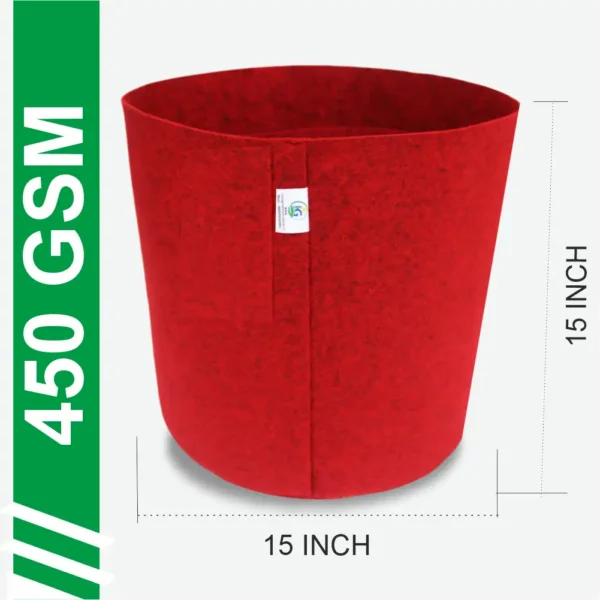 15x15 Inch Red Geo Fabric Grow Bag – 450 GSM, Breathable & UV Treated - Image 4