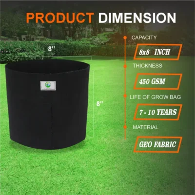 8x8 inch geo fabric grow bag