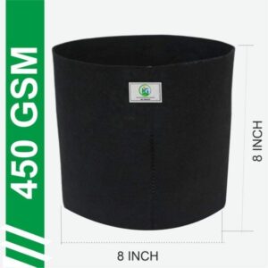 Geo Fabric Grow Bag 8×8 Inch | 450 GSM | Breathable Planter for Herbs, Flowers & Vegetables – Red, Black, Grey