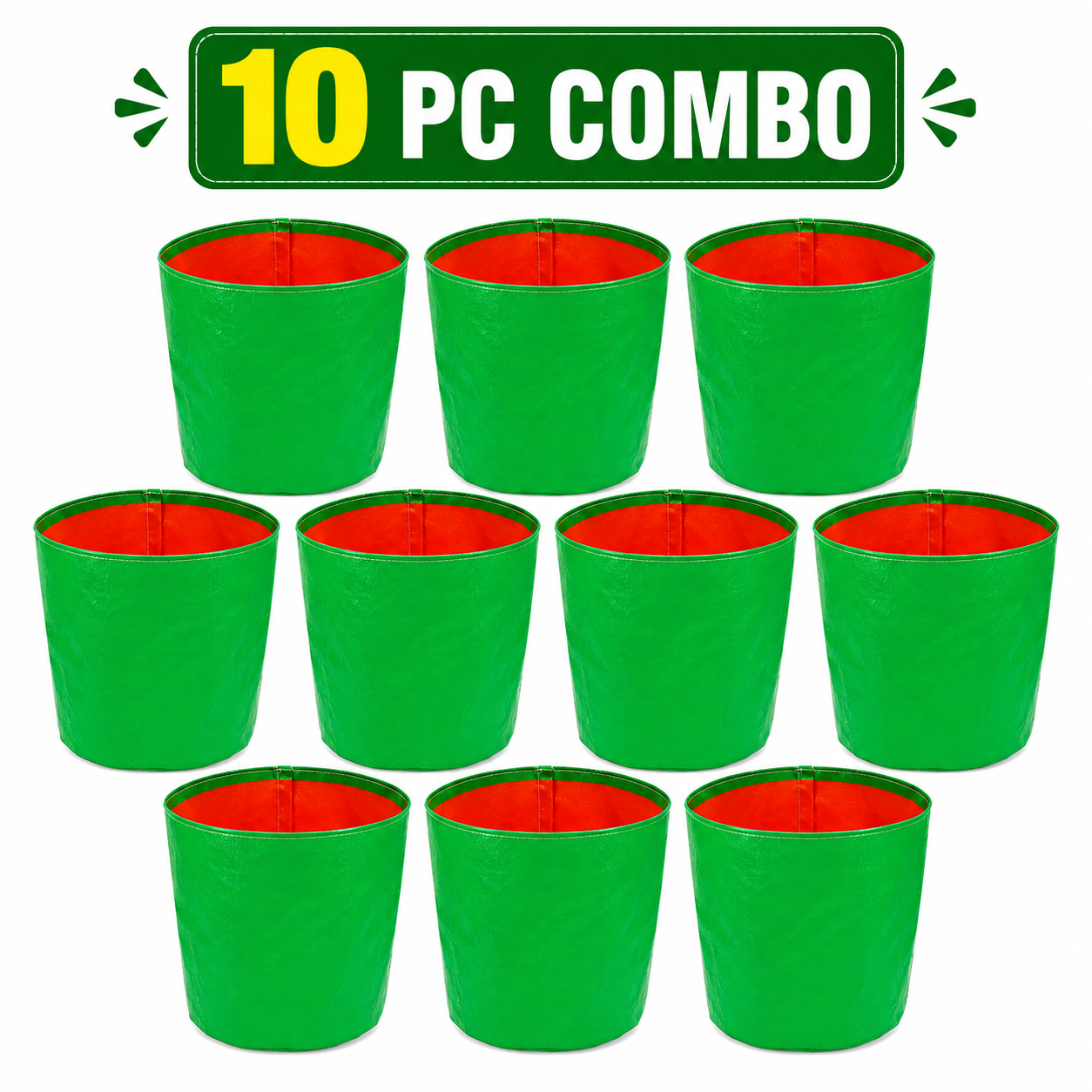IGI 12×12 Inch HDPE Grow Bag 220 GSM UV Treated for Terrace & Home Gardening (Pack of 10)